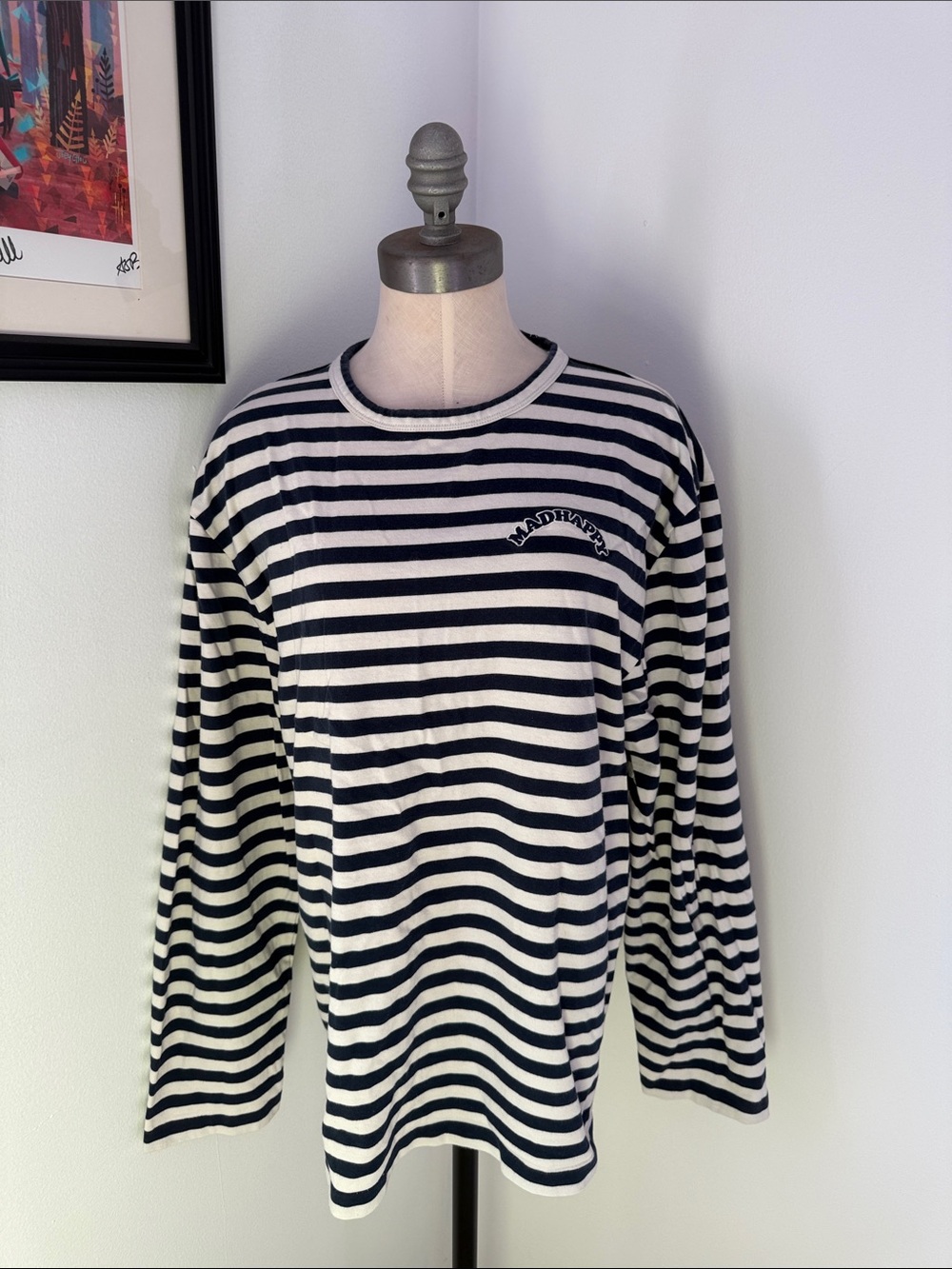 Madhappy Black & White Striped Long-Sleeve Crew